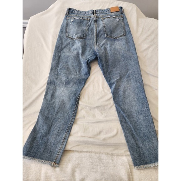 Avec Les Filles Med Wash Distressed Straight Leg Sz 31 button fly beach boho - Picture 6 of 12